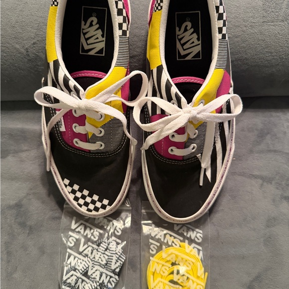 Vans Black, Magenta, Yellow &White Sneakers W7.5, M6.0, BNIB - Picture 2 of 4